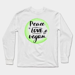 Vegan Circle,peace love vegan Long Sleeve T-Shirt